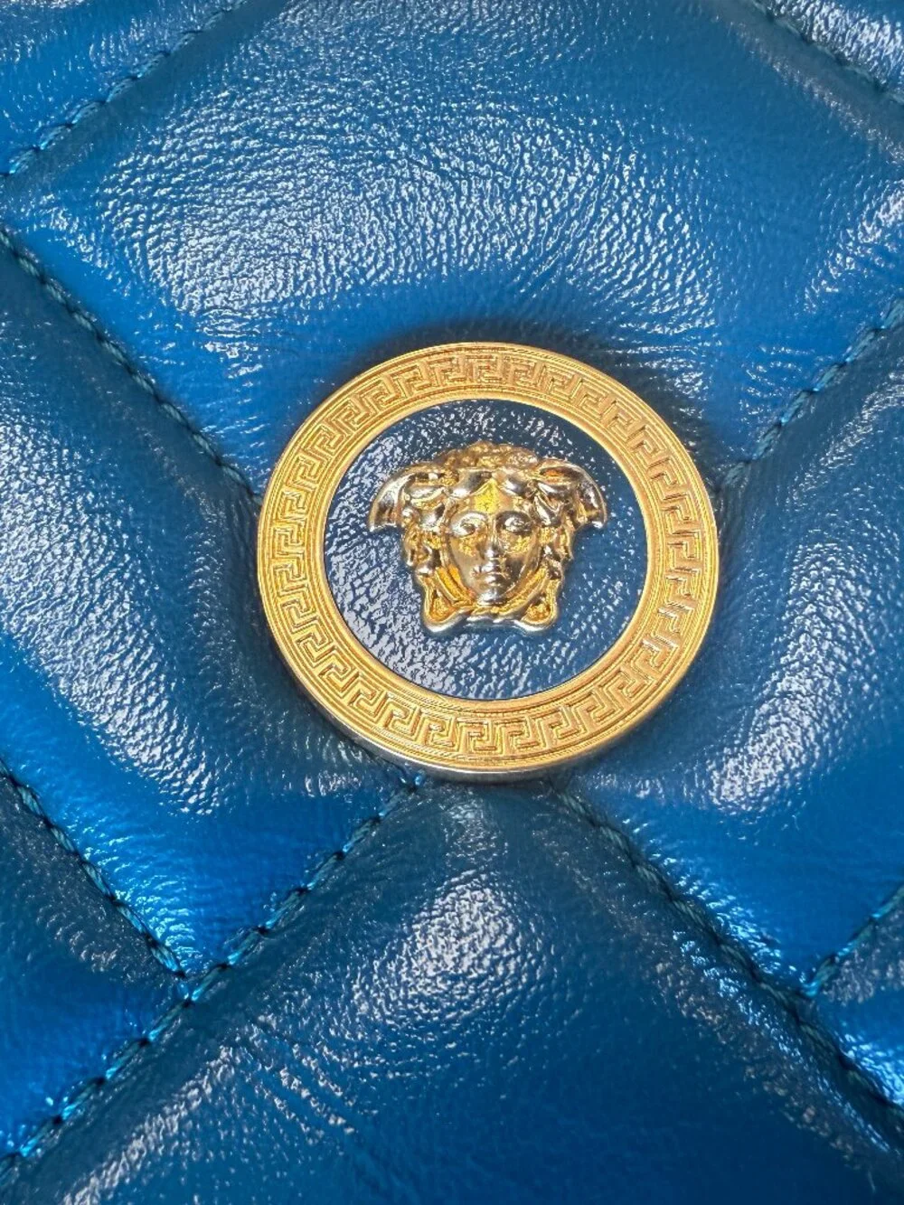 Authentic Versace Quilted Leather Medusa Convertible Clutch/Crossbody